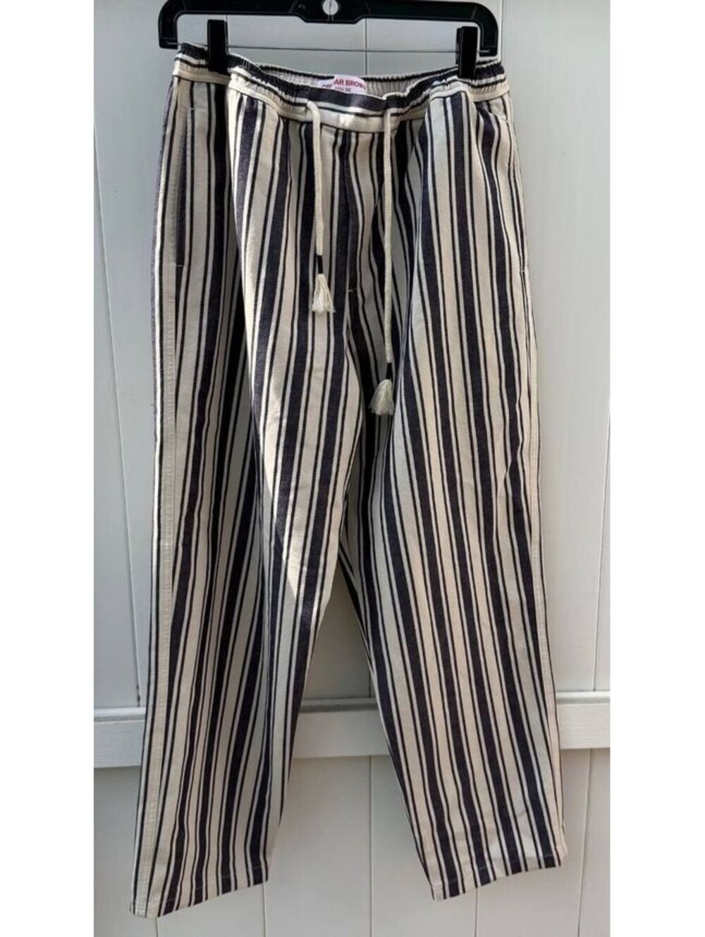 ORLEBAR BROWN Sonoran Striped Cotton-Canvas Drawstring Trousers Size 32 - Picture 2 of 9